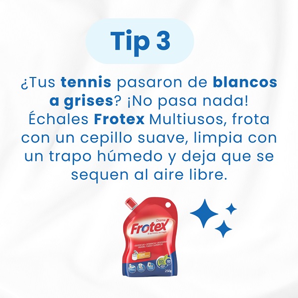 Tip para limpiar tennis blancos con Frotex Multiusos. Imagen del producto Frotex Crema Multiusos